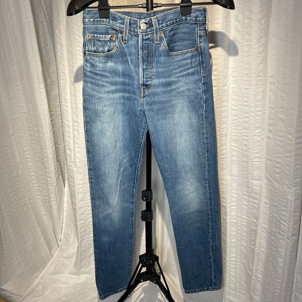Levi's Premium 501 S Skinny Women's W26 L30 Chill Pill Blue Jeans 29502-0057